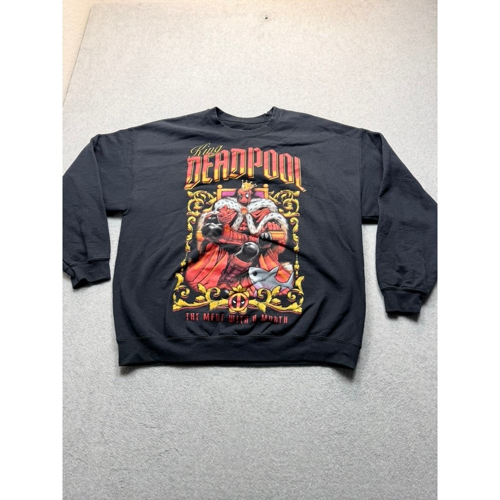 Marvel King Deadpool The Merc With A Mouth Graphic Sweatshirt Black Mens 2XL